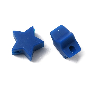 Food Grade Eco-Friendly Silicone Beads, Star, Blue, 13x13x7mm, Hole: 2.5mm
