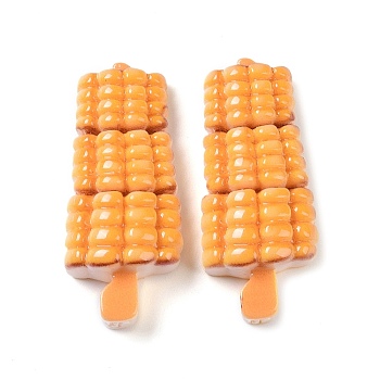 Opaque Resin Imitation Food Decoden Cabochons, Skewers, Orange, 36.5x15.5x8mm