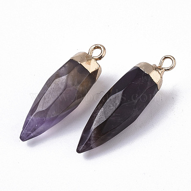 Top Golden Plated Natural Amethyst Pointed Pendants(X-G-S359-078F)-3