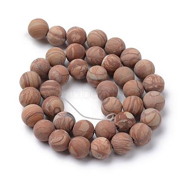 Natural Wood Lace Stone Round Bead Strands(G-T055-8mm-06)-2