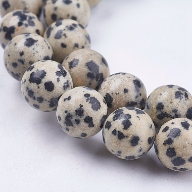 Естественно далматин яшмы камень шарик нити(G-R193-14-10mm)-3