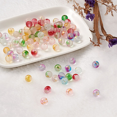Brins de perles de verre peintes à la bombe givrée(GLAA-TA0003-10)-7