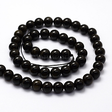 Natural Golden Sheen Obsidian Beads Strands(G-F364-08-6mm)-2