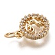 Brass Micro Pave Clear Cubic Zirconia Charms(ZIRC-C020-58G)-3