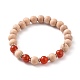 Bracelets élastiques ronds en agate rouge naturelle / cornaline(BJEW-JB05607-04)-1