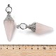 Natural Rose Quartz Faceted Cone Big Pendants(G-P552-04P-01)-3