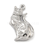 304 Stainless Steel Pendants, Maneki Neko Charm, Stainless Steel Color, 25x16.5x6mm, Hole: 1.2mm(STAS-K322-20A-P)