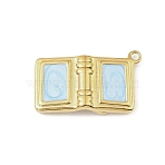 304 Stainless Steel Enamel Pendants, Book Charms, Golden, 22.5x14x4mm, Hole: 1.5mm(STAS-Z199-06G)