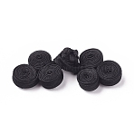 Handmade Chinese Frogs Knots Buttons Sets, Polyester Button, Black, 25~28.5x57~65x9~14.4mm(BUTT-WH0014-27F)
