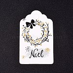 Paper Gift Tags, Hange Tags, For Arts and Crafts, For Christmas, with Christmas Wreath Pattern, White, 50x30x0.3mm, Hole: 5mm(CDIS-L003-E01-A)
