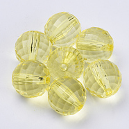 Transparent Acrylic Beads, Faceted, Round, Yellow, 12x12mm, Hole: 1.9mm, about 496pcs/500g(TACR-Q254-12mm-V21)