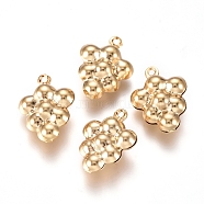 304 Stainless Steel Charms, Grape, Real 24k Gold Plated, 14x11x6mm, Hole: 1mm(STAS-I138-18G)