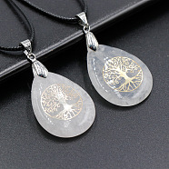 Natural Quartz Crystal Pendant Necklaces, Imitation Leather Cord Necklaces for Women, 17.72 inch(45cm)(FS-WG13773-02)