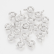 Brass Spring Ring Clasps, Nickel Free, Real Platinum Plated, 9x7x2mm, Hole: 1.5mm(X-KK-Q675-82)