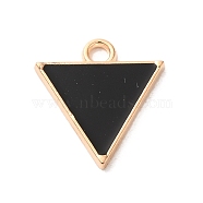 Alloy Enamel Pendants, Light Gold, Triangle Charm, Black, 16x15x1.5mm, Hole: 2mm(ENAM-E064-19KCG-A01)