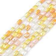 Gradient Color Electroplate Glass Bead Strands, AB Color Plated, Faceted, Rectangle, Yellow, 6.6x4.4x3mm, Hole: 1mm, about 77~83pcs/strand, 20.59~21.46 inch(52.3~54.5cm)(GLAA-E042-01C)