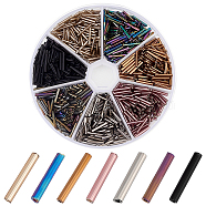 Elite 623Pcs 7 Style Glass Bugle Beads, Opaque Colours & Silver Lined & Metallic Colours & Iris, Mixed Color, 12x2mm, Hole: 0.5mm, about 89Pcs/style(SEED-PH0002-12)