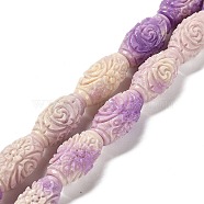 Synthetic Shell Dyed Carved Beads Strands, Flower Barrel Shape, Medium Purple, 16.5x10.5mm, Hole: 1.2mm, about 20pcs/strand, 13.70''(34.8cm)(SHEL-D081-03B)