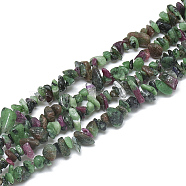 Natural Ruby in Zoisite Beads Strands, Chip, 3~11x3~5x1~4mm, Hole: 1mm, about 380~400pcs/strand, 33 inch(X-G-S315-14)