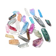 Electroplated Natural Quartz Pendants, Faceted, Nuggets Charms, Mixed Color, 17.5~41x5~16x5.5~14mm, Hole: 0.9~1.6mm, about 36pcs/100g(G-XCP0001-05)