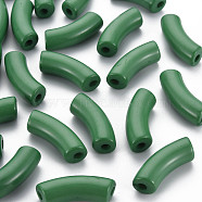 Opaque Acrylic Beads, Curved Tube, Dark Green, 36x13.5x11.5mm, Hole: 4mm, about 148pcs/500g(MACR-S372-001B-17-6333)