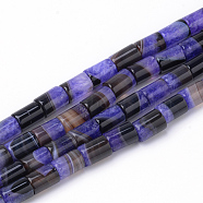 Dyed Natural Brazilian Agate and Crystal Beads Strands, Column, Medium Slate Blue, 10~15x8mm, Hole: 1.5mm, about 33pcs/strand, 14.96 inch(G-Q949-12C)
