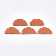 Painted Natural Wood Beads, Semicircle, Chocolate, 15x30x4mm, Hole: 1.5mm(X-WOOD-T021-05B-09)