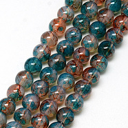 Baking Painted Glass Beads Strands, Imitation Opalite, Round, Dark Cyan, 6mm, Hole: 1.3~1.6mm, about 133pcs/strand, 31.4 inch(X-DGLA-Q023-6mm-DB43)