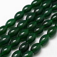 Natural Agate Bead Strands, Dyed, Rice, Dark Green, 11.5~12x7.5~8mm, Hole: 1.2mm, about 33pcs/strand, 14 inch(G-G877A-A05)