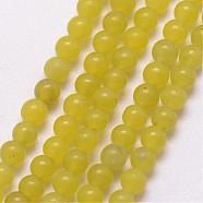Natural Olive Jade Beads Strands, Round, 3~3.5mm, Hole: 0.7mm, about 115~125pcs/strand, 16 inch(G-K146-64-3mm)