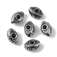 316 Surgical Stainless Steel Beads, with Resin, Horse Eye, Antique Silver, 11.5x7.5x7.5mm, Hole: 1.8mm(STAS-P362-01AS)