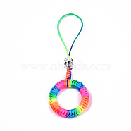 Polyester Tassel Woven Big Pendant Decorations, with Alloy Enamel Findings and Plastic Beads, Antique Silver, Colorful, 110~115mm(FIND-N052-001A)