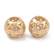 Alloy Filigree Beads, Long-Lasting Plated, Round, Real 14K Gold Plated, 10.5x9mm, Hole: 5mm(PALLOY-O104-02G)