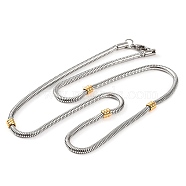 304 Stainless Steel Round Snake Chain Necklaces for Women, Golden & Stainless Steel Color, 21.69 inch(55.1cm)(NJEW-G140-13GP)