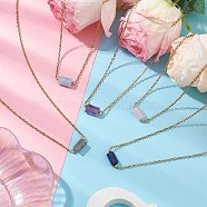 Natural Amethyst/Rose Quartz/Tiger Eye/Amazonite/Sodalite Faceted Column Pendant Necklaces, 304 Stainless Steel Cable Chain Necklaces for Women Men, Golden, 16.73 inch(42.5cm)(NJEW-JN05133-02)