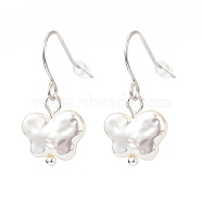 Plastic Pearl Butterfly Dangle Earrings, 304 Stainless Steel Jewelry for Women, Creamy White, 27mm, Pin: 0.6mm(EJEW-JE05028-05)