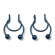 304 Stainless Steel Clip on Nose Rings, Wire Wrap No Piercing Nose Rings, Blue, 15x13x4.5mm(AJEW-P109-01BL)