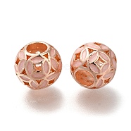 Rack Plating Alloy Enamel European Beads, Large Hole Beads, Round with Coin, Rose Gold, 11x10mm, Hole: 4.8mm(PALLOY-P307-05RG)