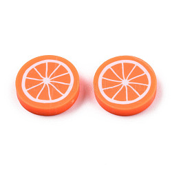 Handmade Polymer Clay Beads, Lemon Slices, Coral, 19.5x4.5mm, Hole: 1.2mm(CLAY-N011-62-A07)