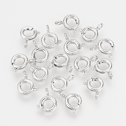 Cierres de anillo de resorte de latón, sin níquel, Platino real plateado, 9x7x2mm, agujero: 1.5 mm(X-KK-Q675-82)