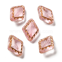 Transparent Acrylic Beads, Rhombus, Pink, 18x14x8.5mm, Hole: 1.5mm, about: 530pcs/500g(OACR-Z005-03D)