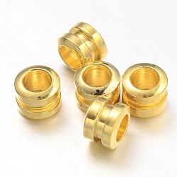Column Brass Spacer Beads, Barrel Plating, Golden, 5x4mm, Hole: 3mm(KK-L105-08G)