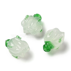 Handmade Lampwork Beads, Flower, Honeydew, 16x14~15mm, Hole: 1.2mm(LAMP-B025-02A-01)