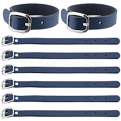 Cowhide Leather Adjustable Add-A-Bag Luggage Straps, Suitcase Belts Jacket Gripper, Easy to Carry Your Extra Bags, Marine Blue, 20.5x1.2x0.2cm(AJEW-WH0007-11A)