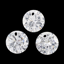 Cubic Zirconia Charms, Faceted, Flat Round, Clear, 4x2mm, Hole: 0.7mm(X-ZIRC-N033-C-09)
