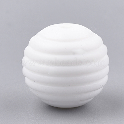 Food Grade Eco-Friendly Silicone Beads, Chewing Beads For Teethers, DIY Nursing Necklaces Making, Round, White, 15x14mm, Hole: 2mm(SIL-T050-05F)