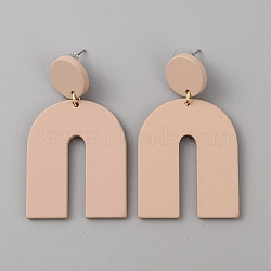 Acrylic Geometry Dangle Stud Earrings, Alloy Jewelry for Women, Light Salmon, 56mm, Pin: 0.7mm(EJEW-WH0013-65B)