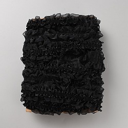 10 Yards Polyester Chiffon Pleated Ribbon, for DIY Jewelry Making, Black, 1-5/8 inch(40mm)(OCOR-WH0091-63A)