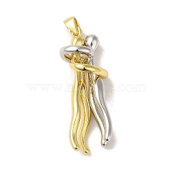 Brass Pendants, Human, Platinum & Real 18K Gold Plated, 29x10x9.5mm, Hole: 3x2.5mm(KK-C058-03GP)