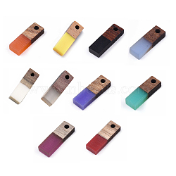 Resin & Wood Pendants, Rectangle, Mixed Color, 17x5.5x3~3.5mm, Hole: 1.5mm(RESI-S358-19-M)